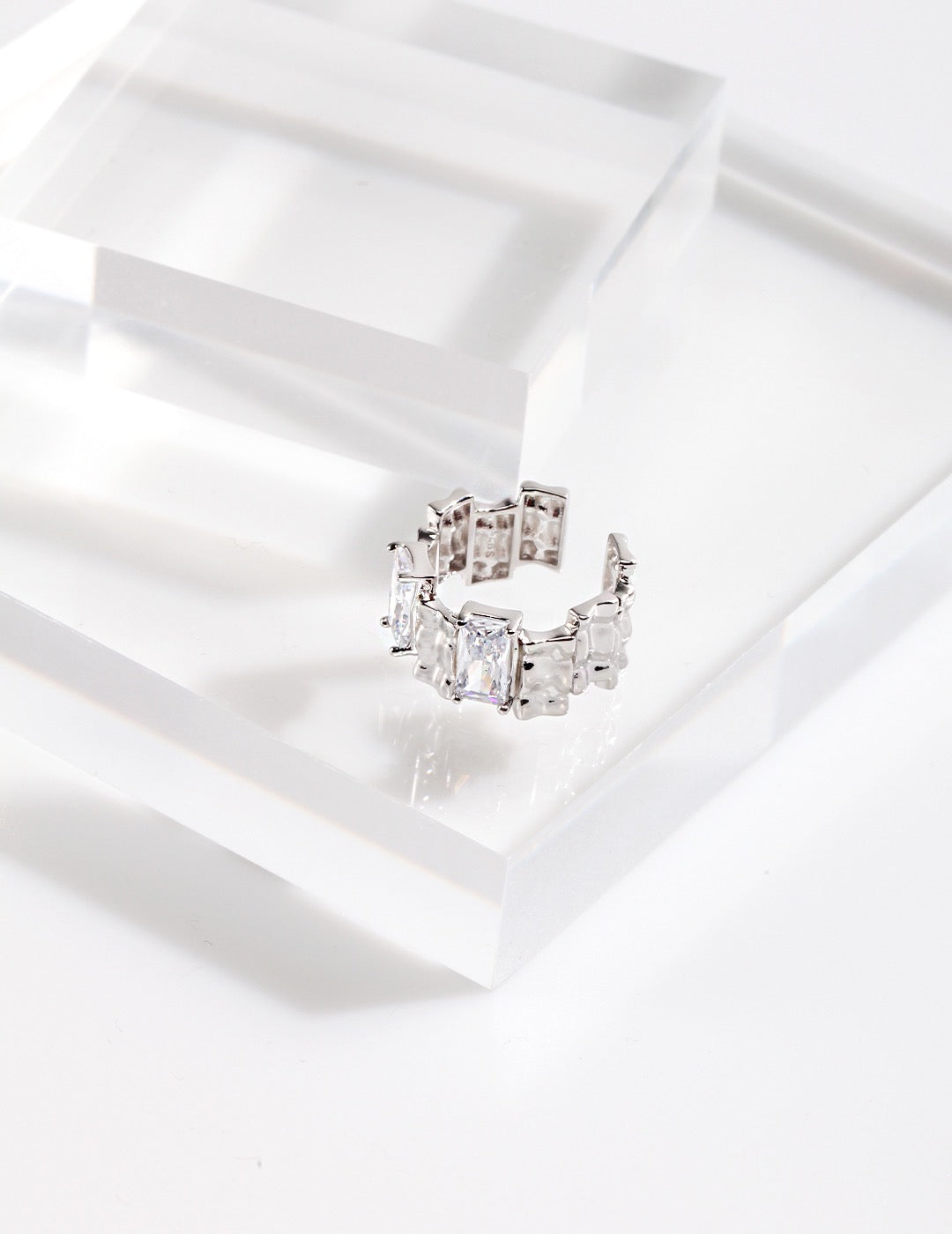 Irregular Rectangular Spaced Zircon Design Ring