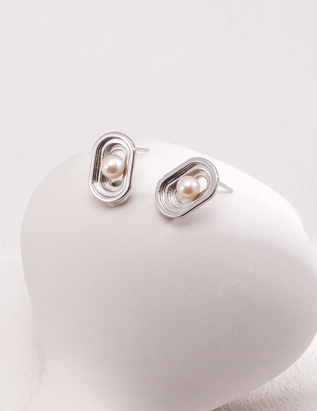 Minimalist Sterling Silver Pearl Earrings