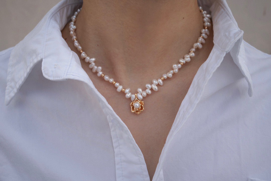 Camellia Pearl Necklace