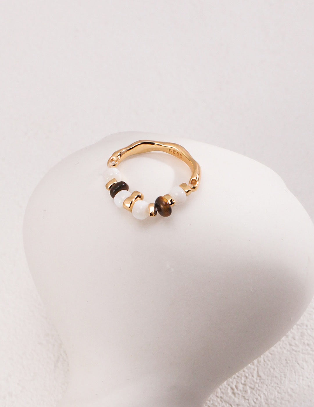 Tiger's Eye Beaded Ring - YIN BEAUTY