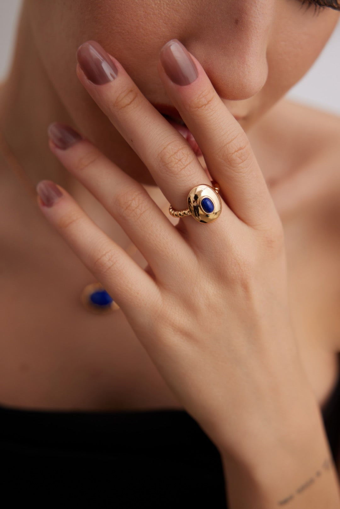 Lapis Lazuli & Black Onyx Ring - YIN BEAUTY