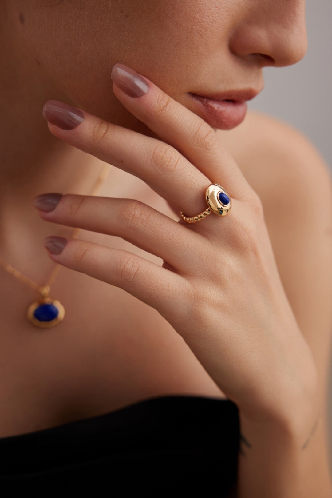 Lapis Lazuli & Black Onyx Ring - YIN BEAUTY