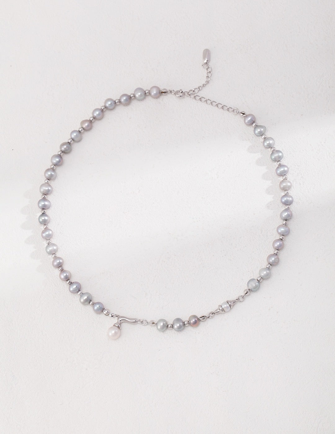 White & Gray Pearl Necklace - YIN BEAUTY