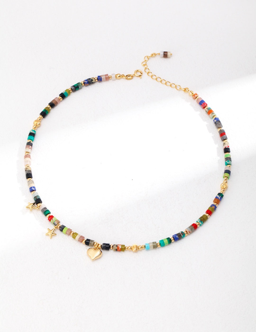 Colored Gemstone Beaded Necklace - YIN BEAUTY