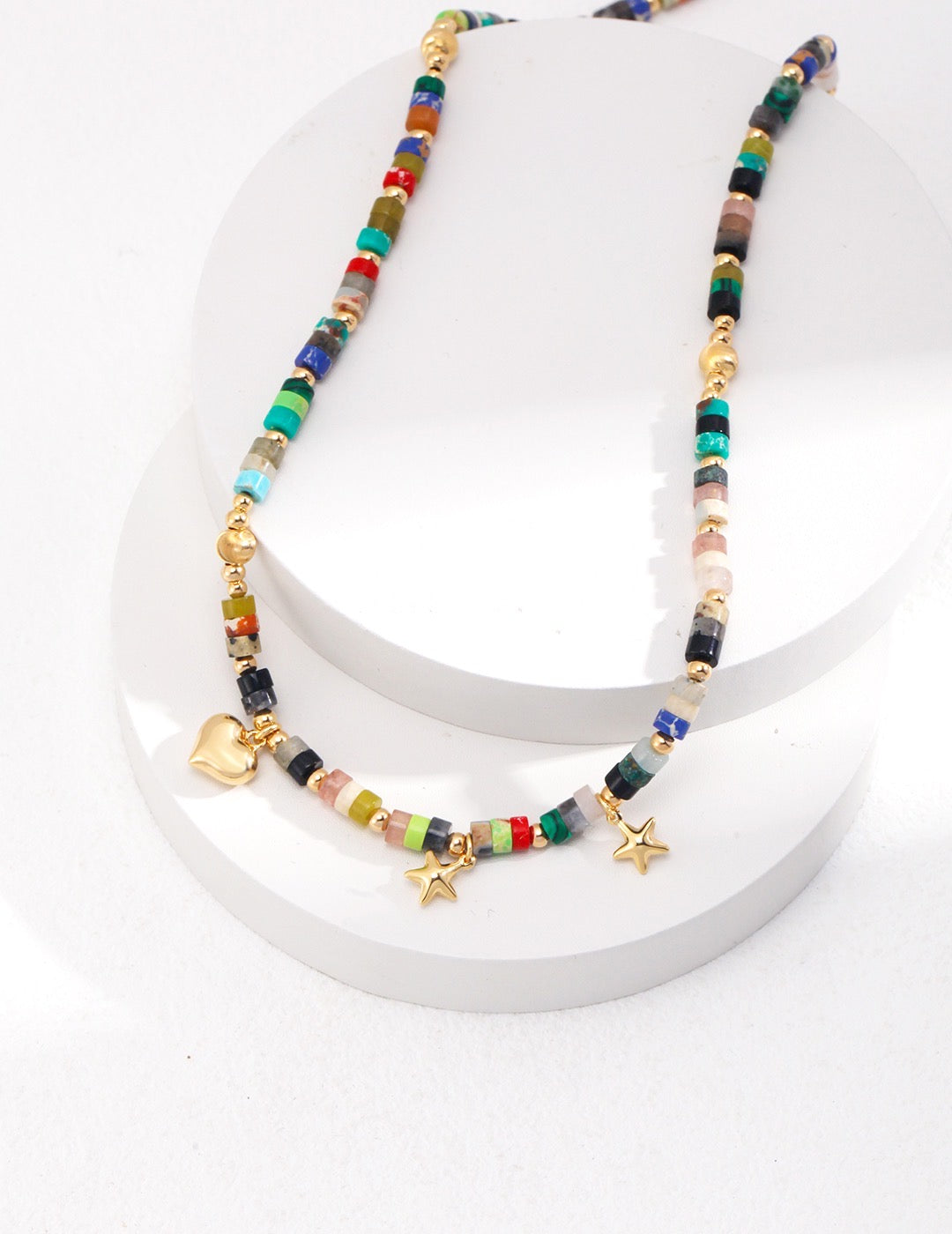 Colored Gemstone Beaded Necklace - YIN BEAUTY