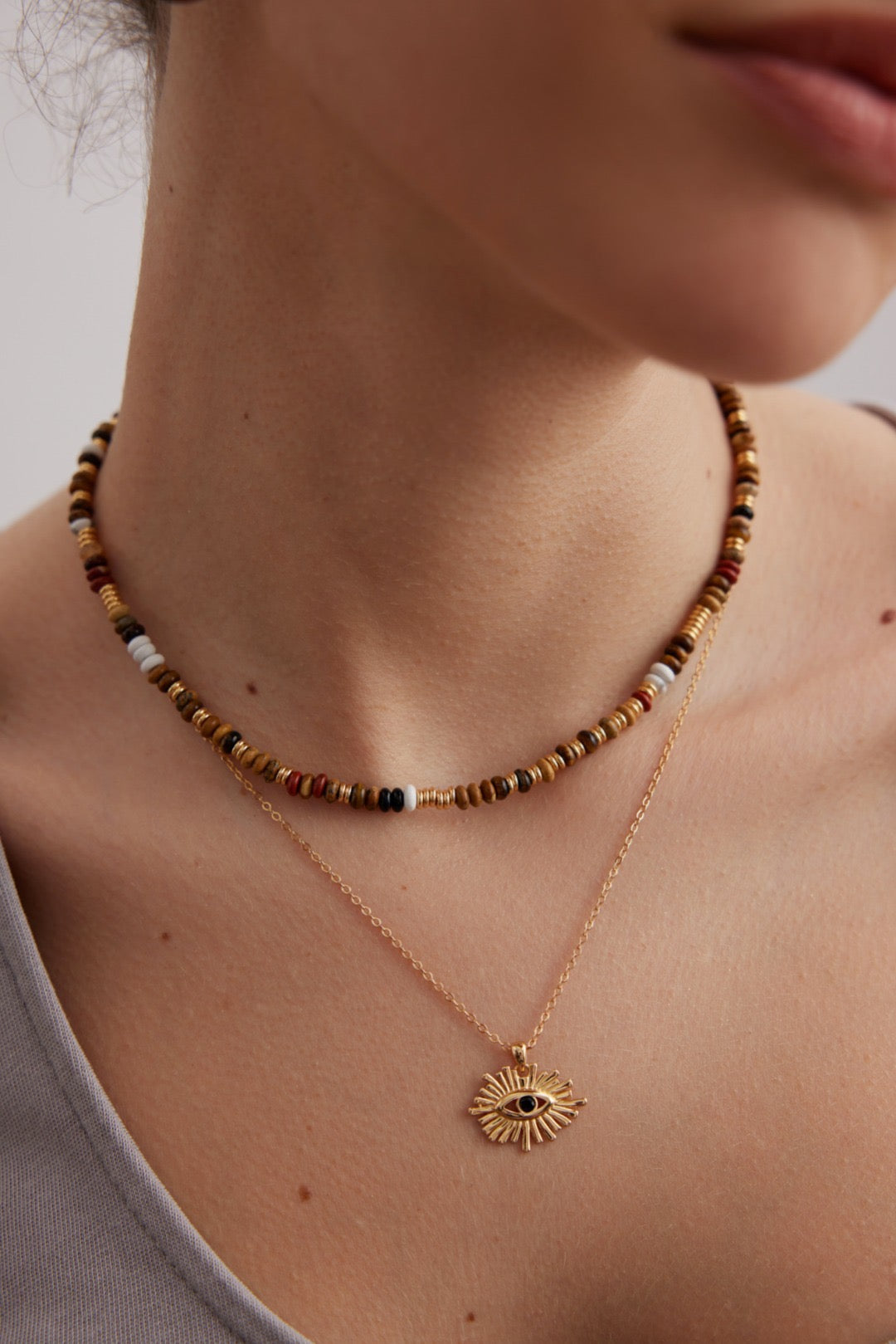 Tiger‘s Eye Beaded Necklace - YIN BEAUTY