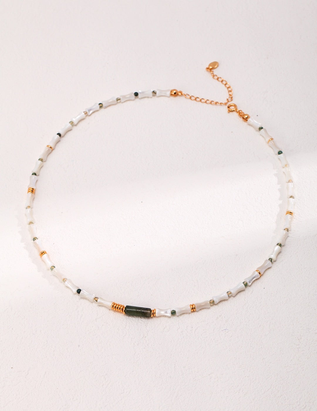 Mother-of-pearl Bamboo Beaded Necklace - YIN BEAUTY