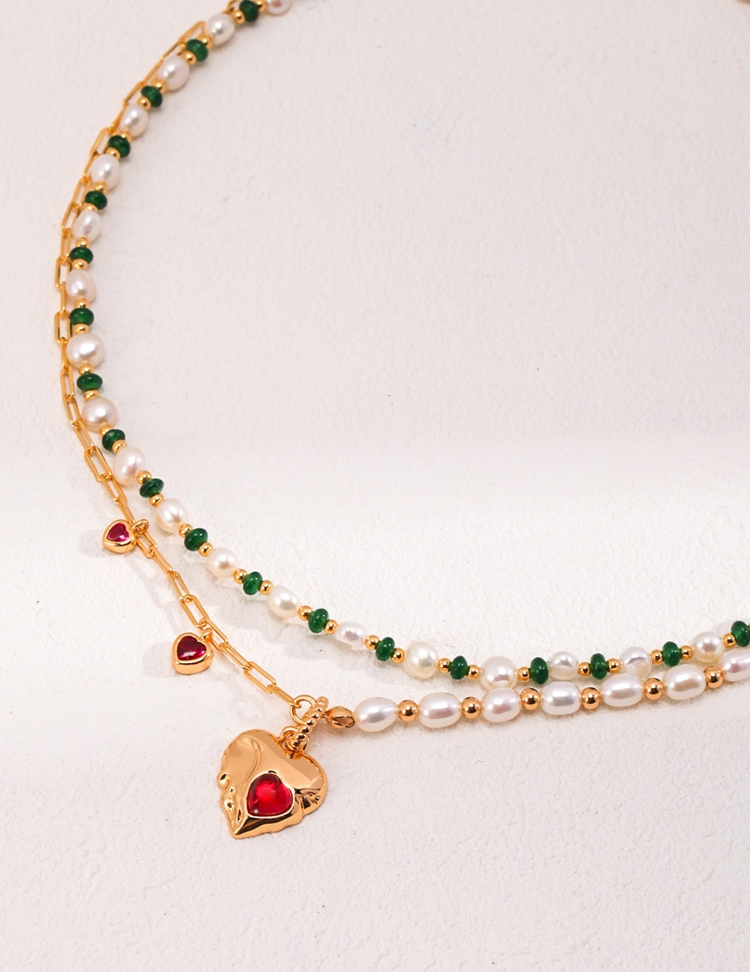 Pearl & Emerald Necklace - YIN BEAUTY