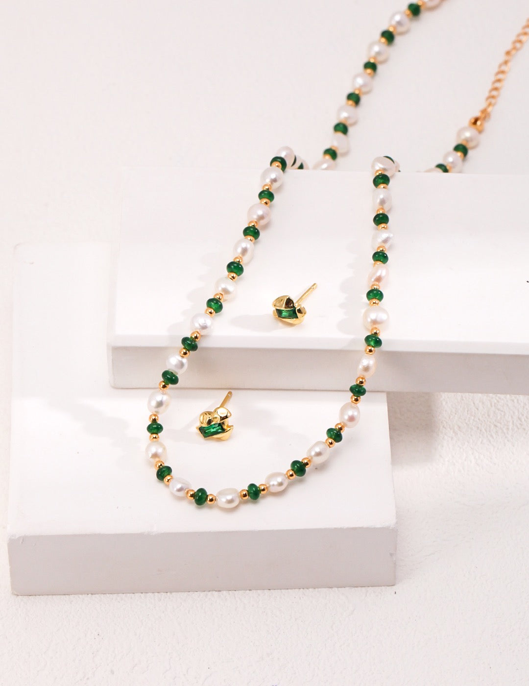 Pearl & Emerald Necklace - YIN BEAUTY