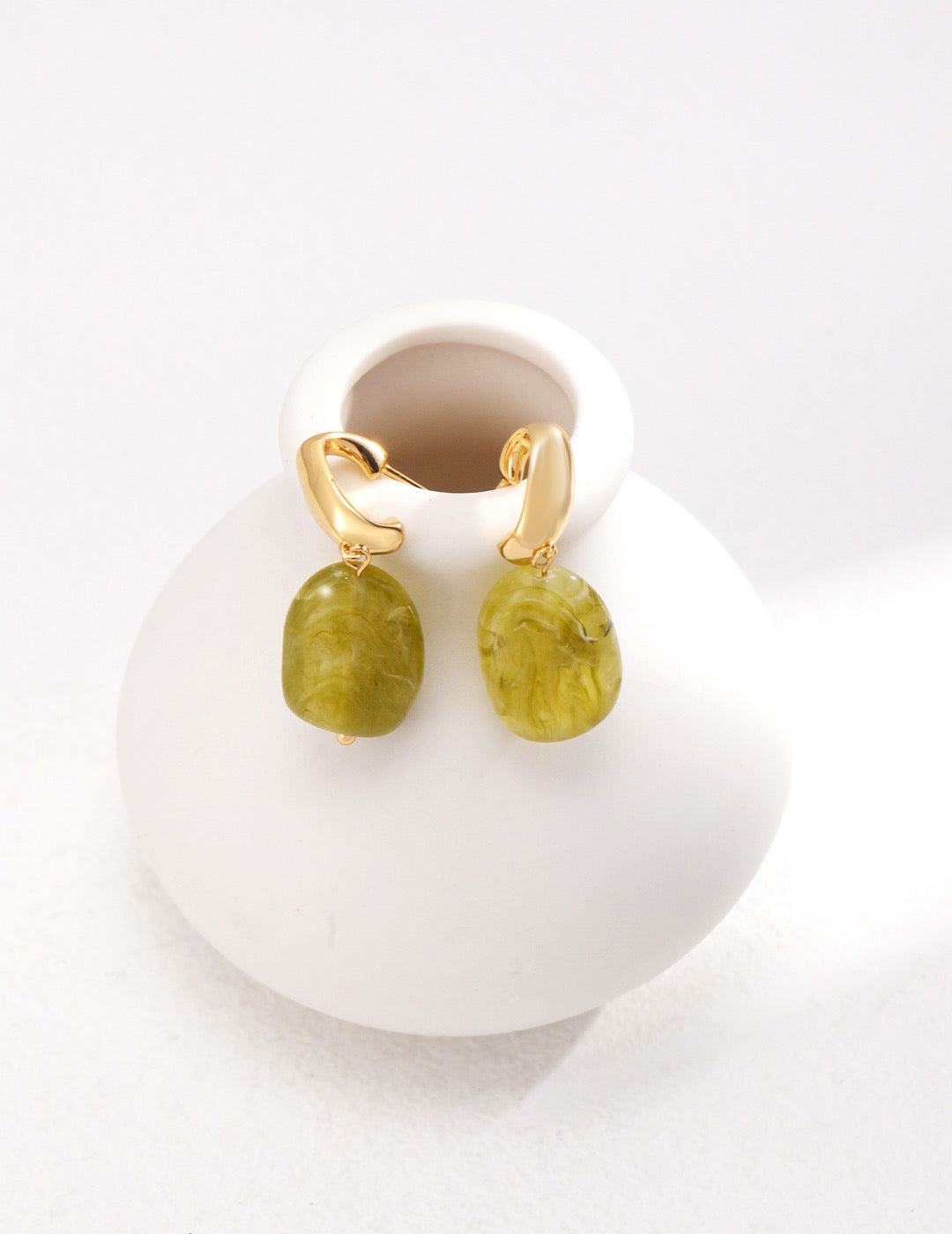 Resin Stone Sterling Silver Earring - YIN BEAUTY