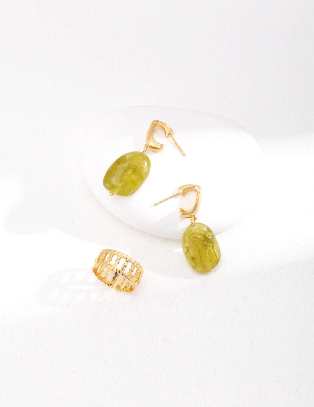 Resin Stone Sterling Silver Earring - YIN BEAUTY