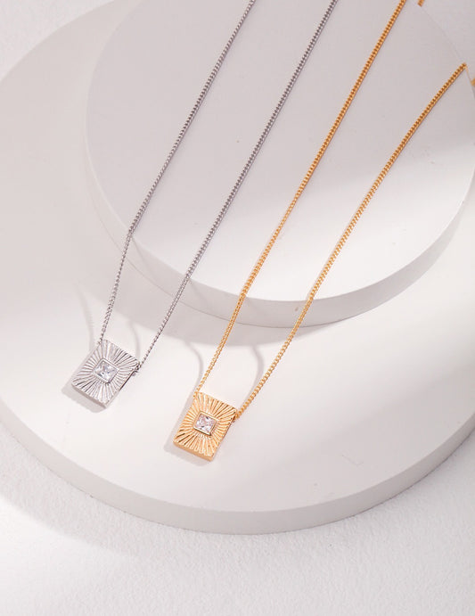 Square Zircon Necklace - YIN BEAUTY