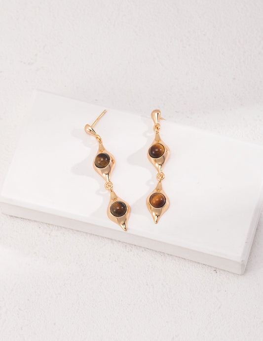 Sterling Silver Tiger‘s Eye Earring - YIN BEAUTY