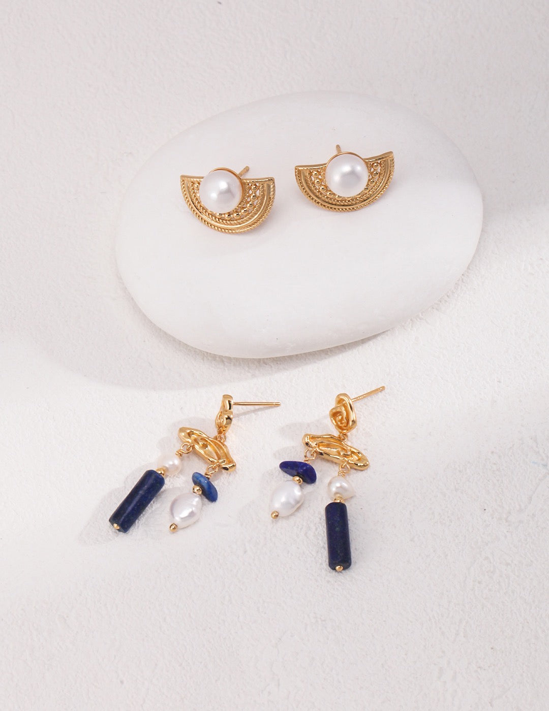 Sterling Silver Lapis Lazuli Pearl Earrings