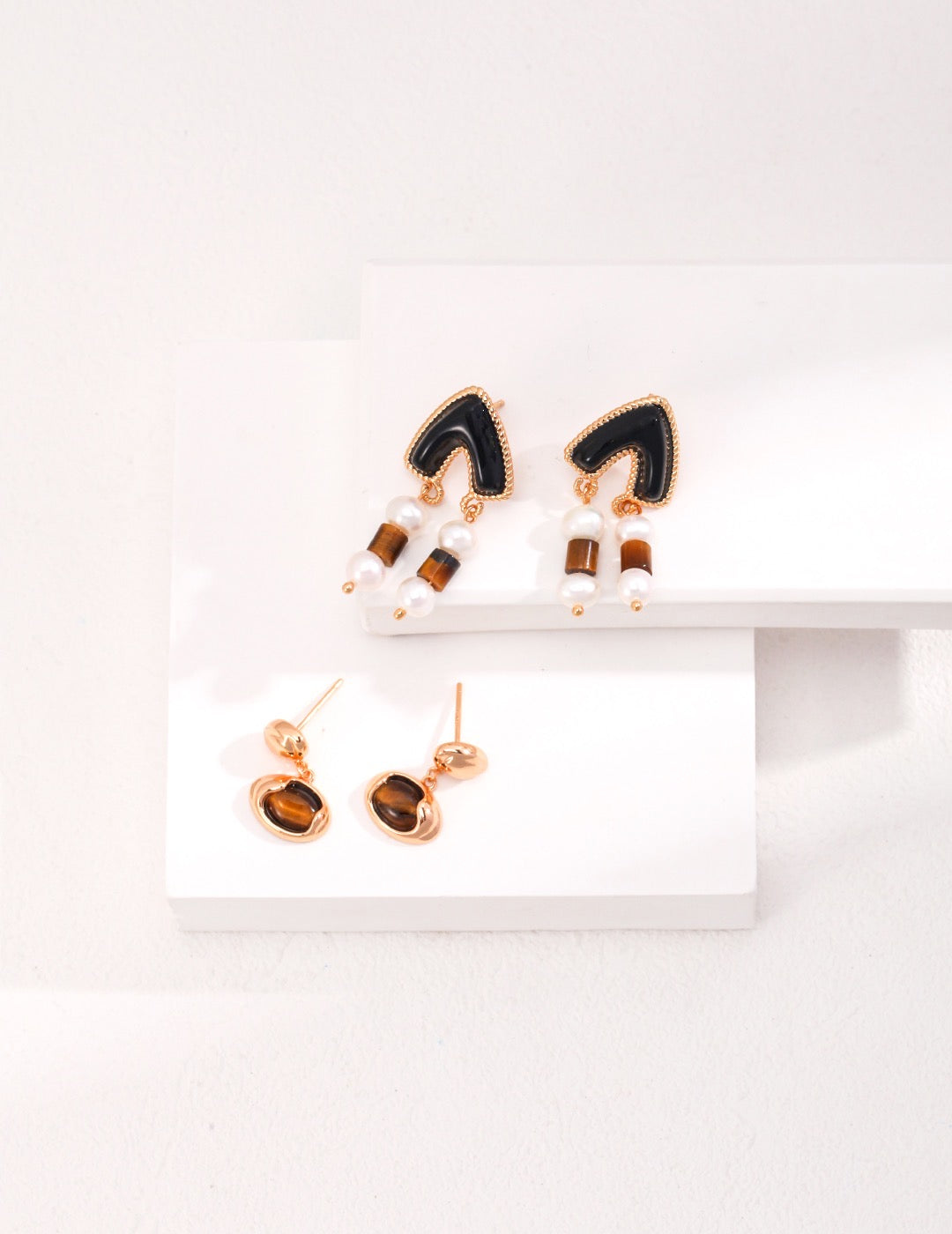 Sterling Silver Tiger Eye Dripping Glaze Earrings