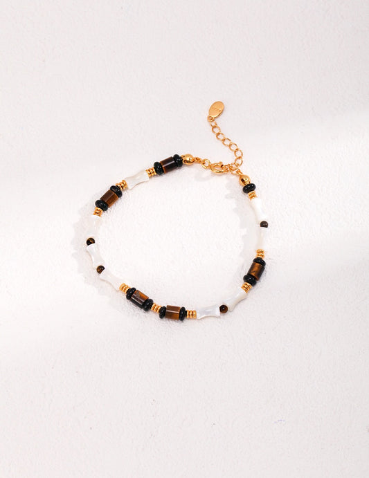 Sterling Silver Tiger Eye Beaded Bracelet